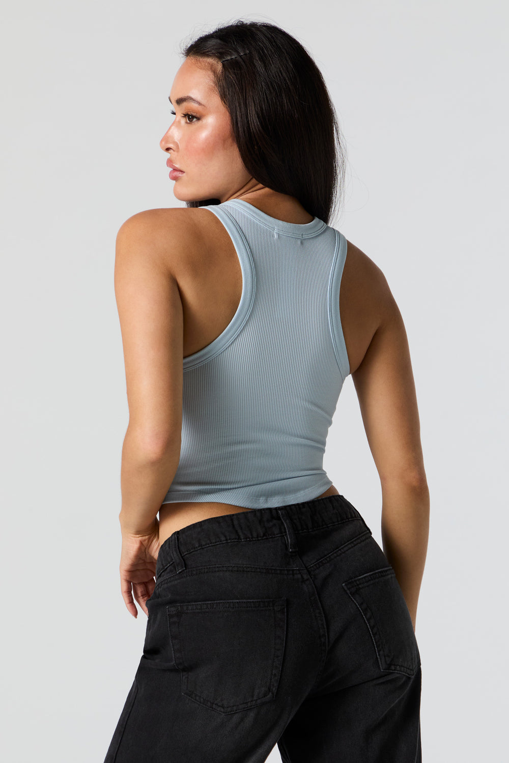 Seamless Ribbed High Neck Cropped Tank Seamless Ribbed High Neck Cropped Tank 2