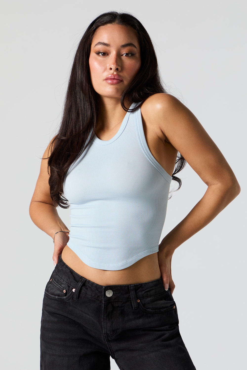 Seamless Ribbed High Neck Cropped Tank Seamless Ribbed High Neck Cropped Tank 4