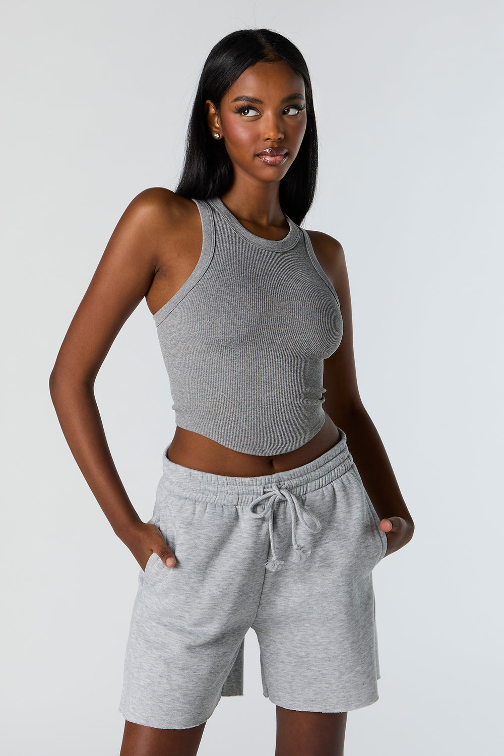 Seamless Ribbed High Neck Cropped Tank Seamless Ribbed High Neck Cropped Tank 8