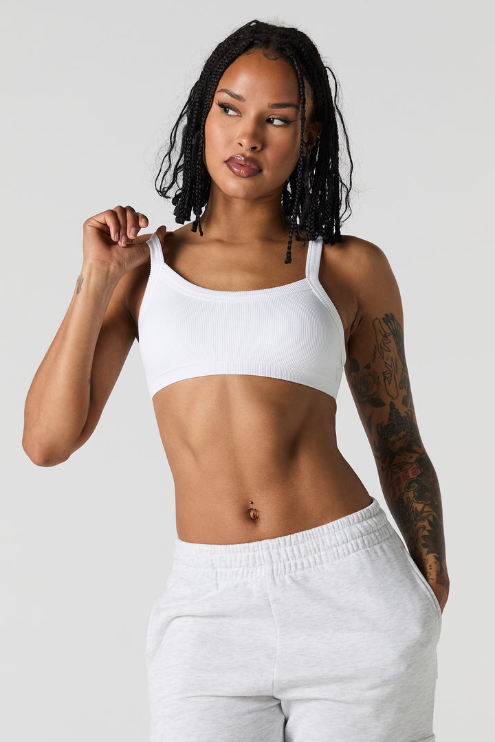 Seamless Ribbed Bralette with Built-In Cups