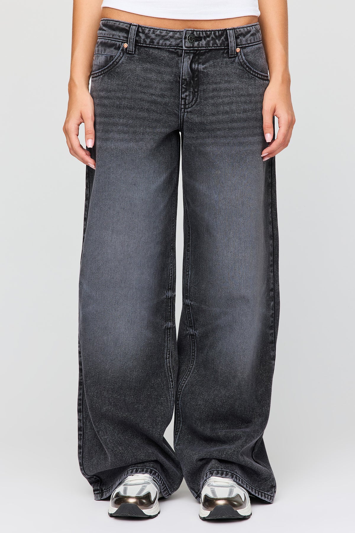 Alt View 2. London Low Rise Super Baggy Washed Jean - Black