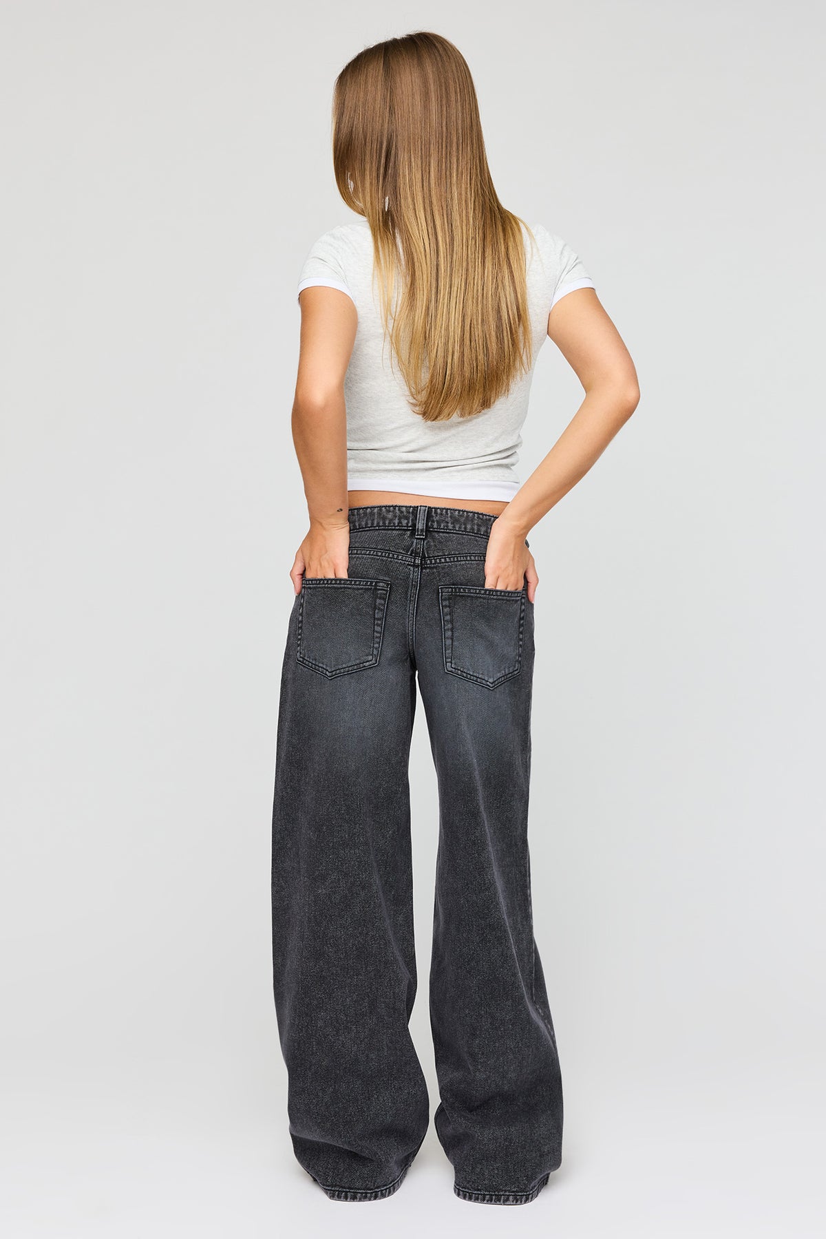 Alt View 3. London Low Rise Super Baggy Washed Jean - Black