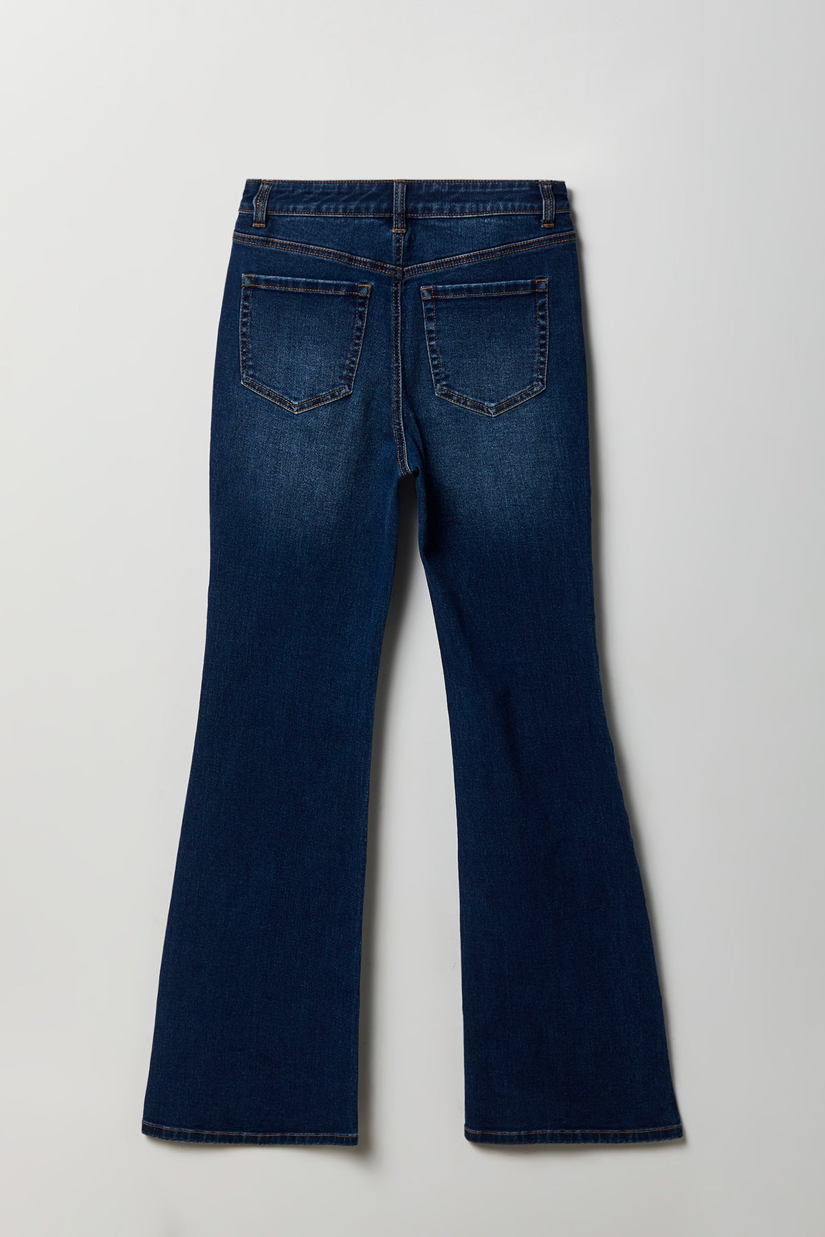 Alt View 2. Stretch High Rise Flare Dark Jean - Denim Blue