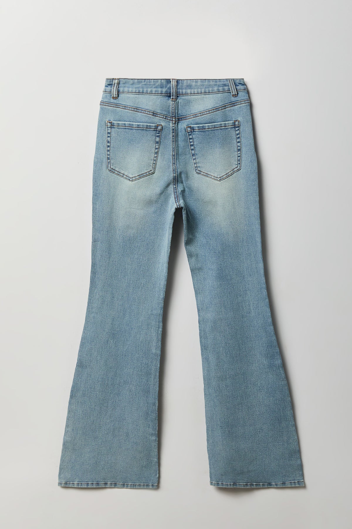 Alt View 2. Stretch High Rise Flare Light Jean - Light Denim Blue