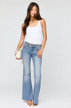 Stretch Mid Rise Flare Light Jean
