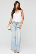 Stretch Mid Rise Flare Light Jean