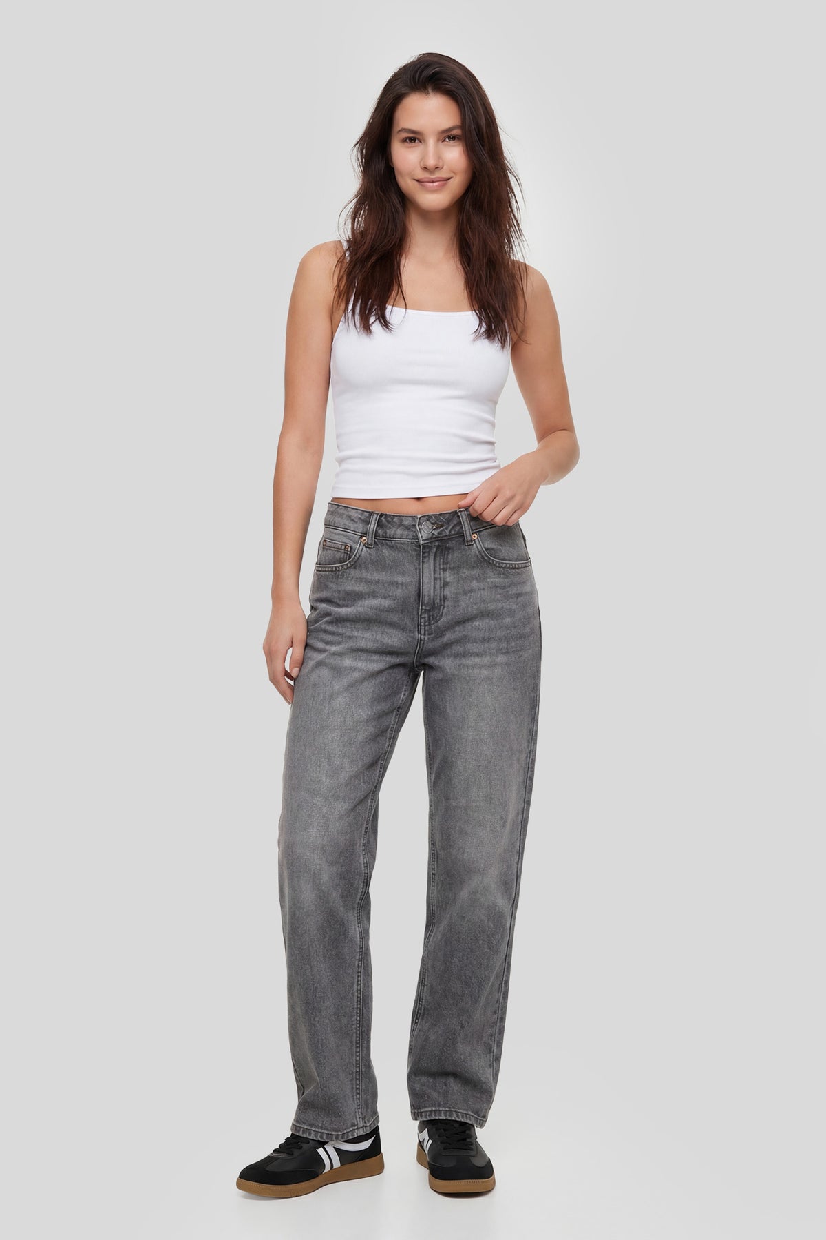 Low Rise Baggy Grey Jean - Charcoal