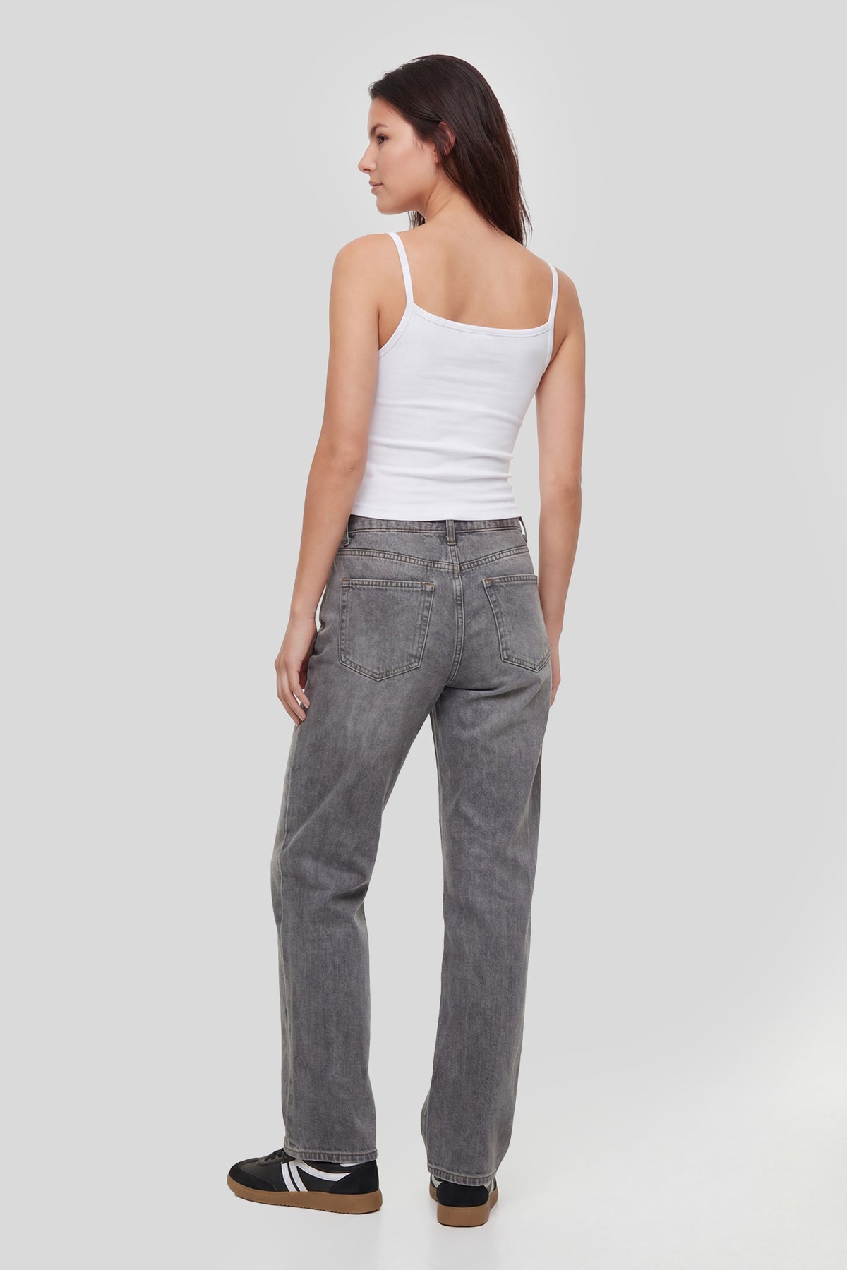 Alt View 3. Low Rise Baggy Grey Jean - Charcoal