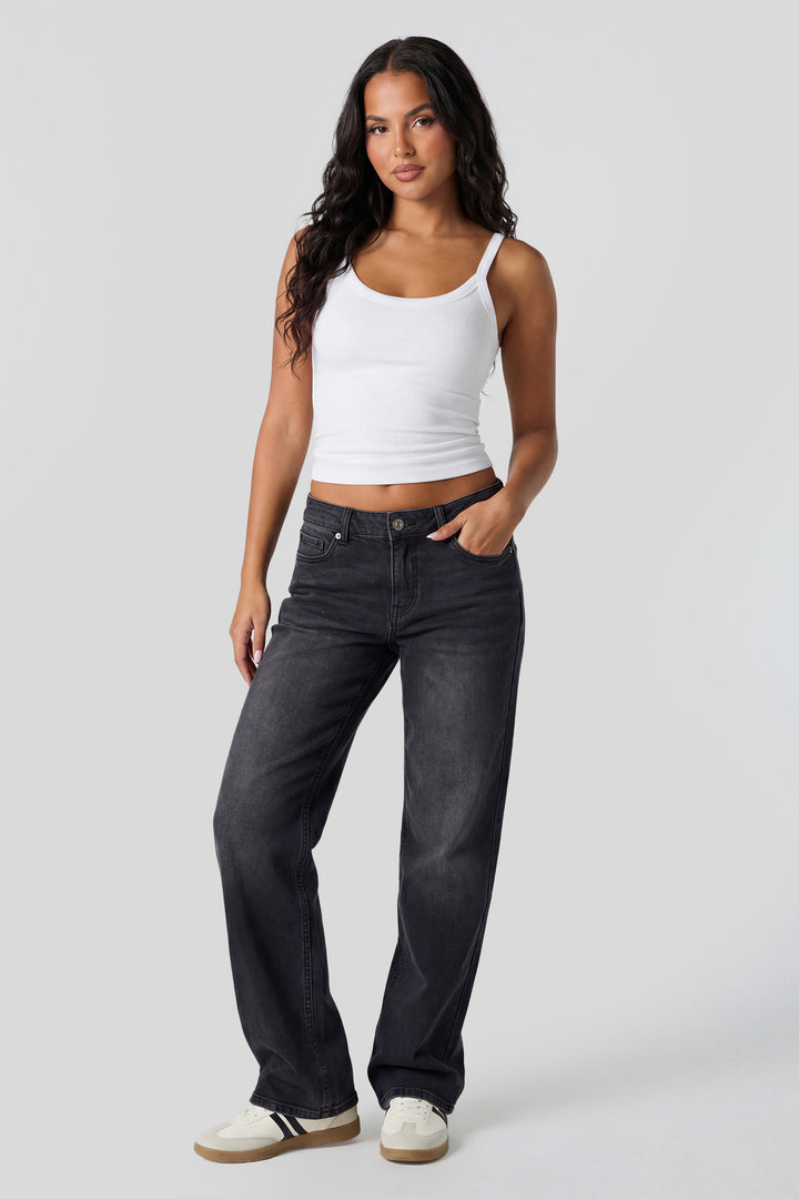 Low Rise Baggy Washed Black Jean
