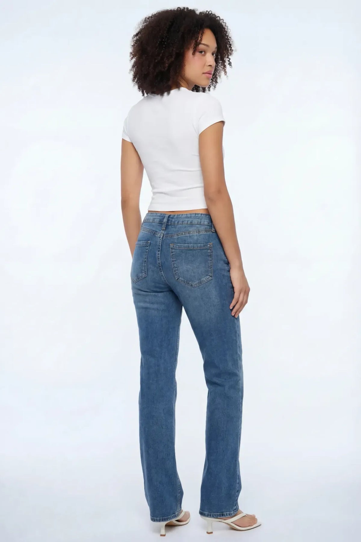 Alt View 3. Low Rise Bootcut Vintage Medium Jean - Pacific Blue