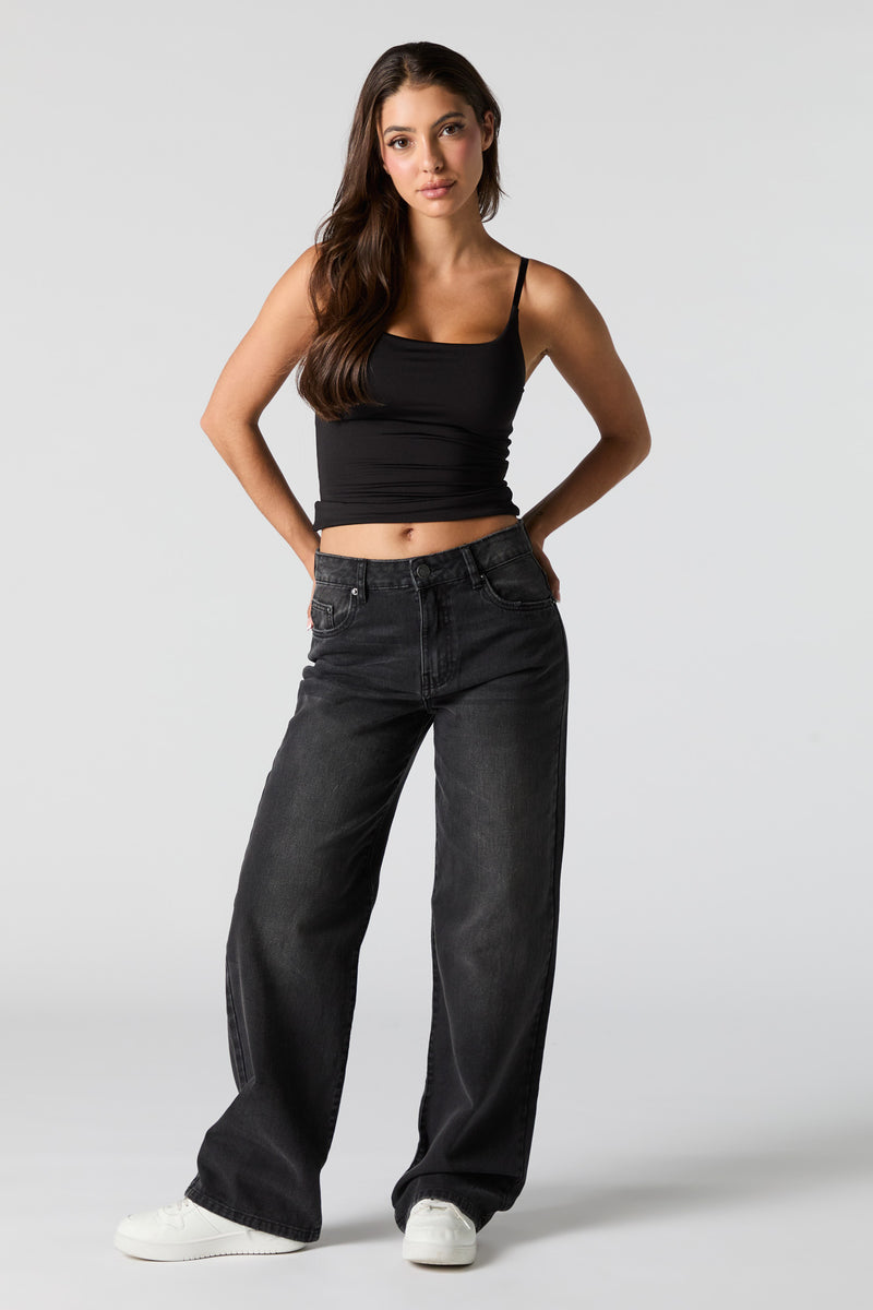 Black Wash High Rise Wide Leg Jean