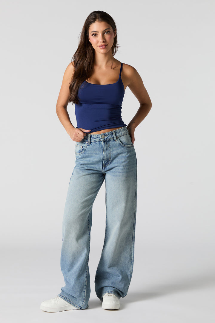 Medium Wash High Rise Wide Leg Jean