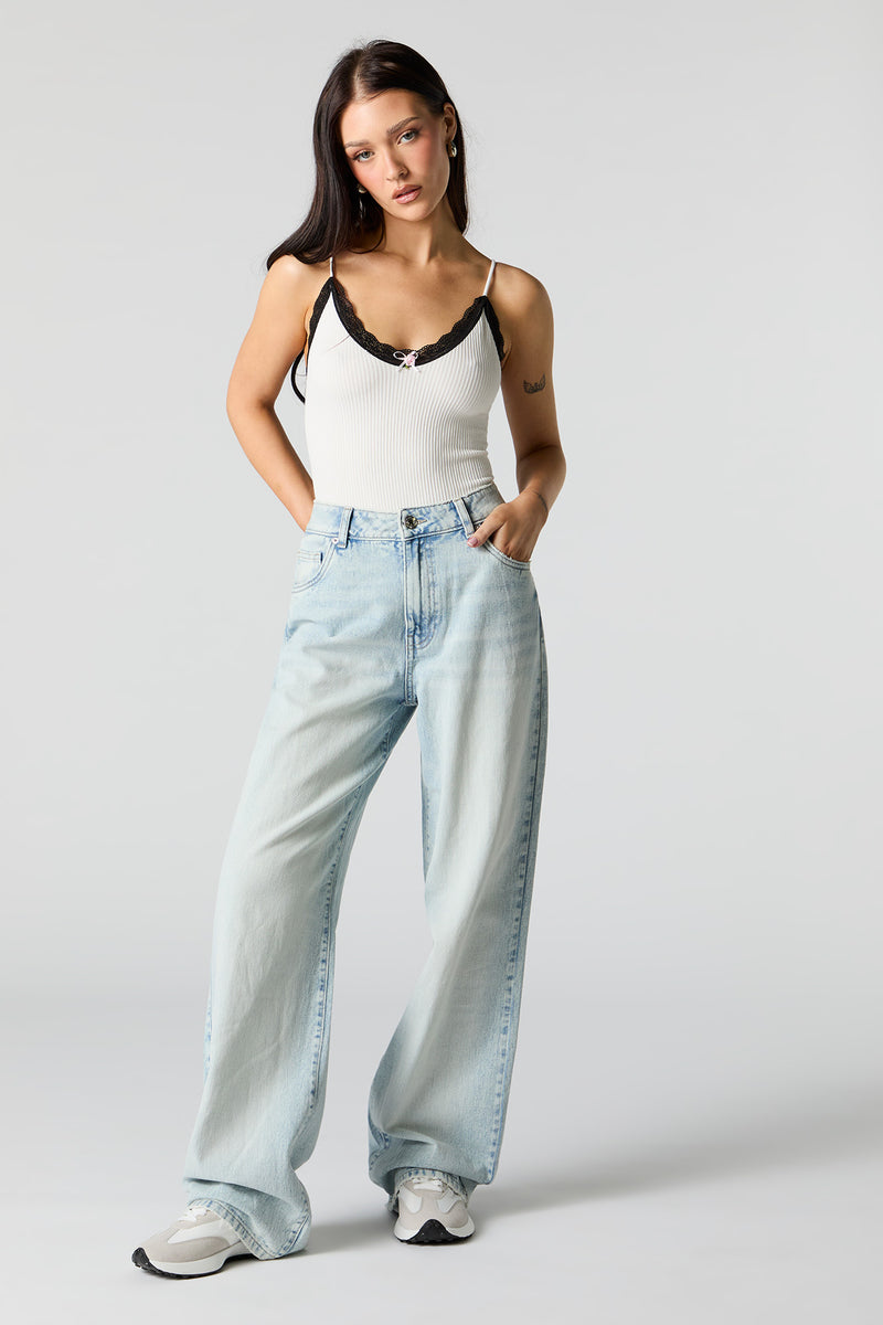 Light Wash High Rise Wide Leg Jean