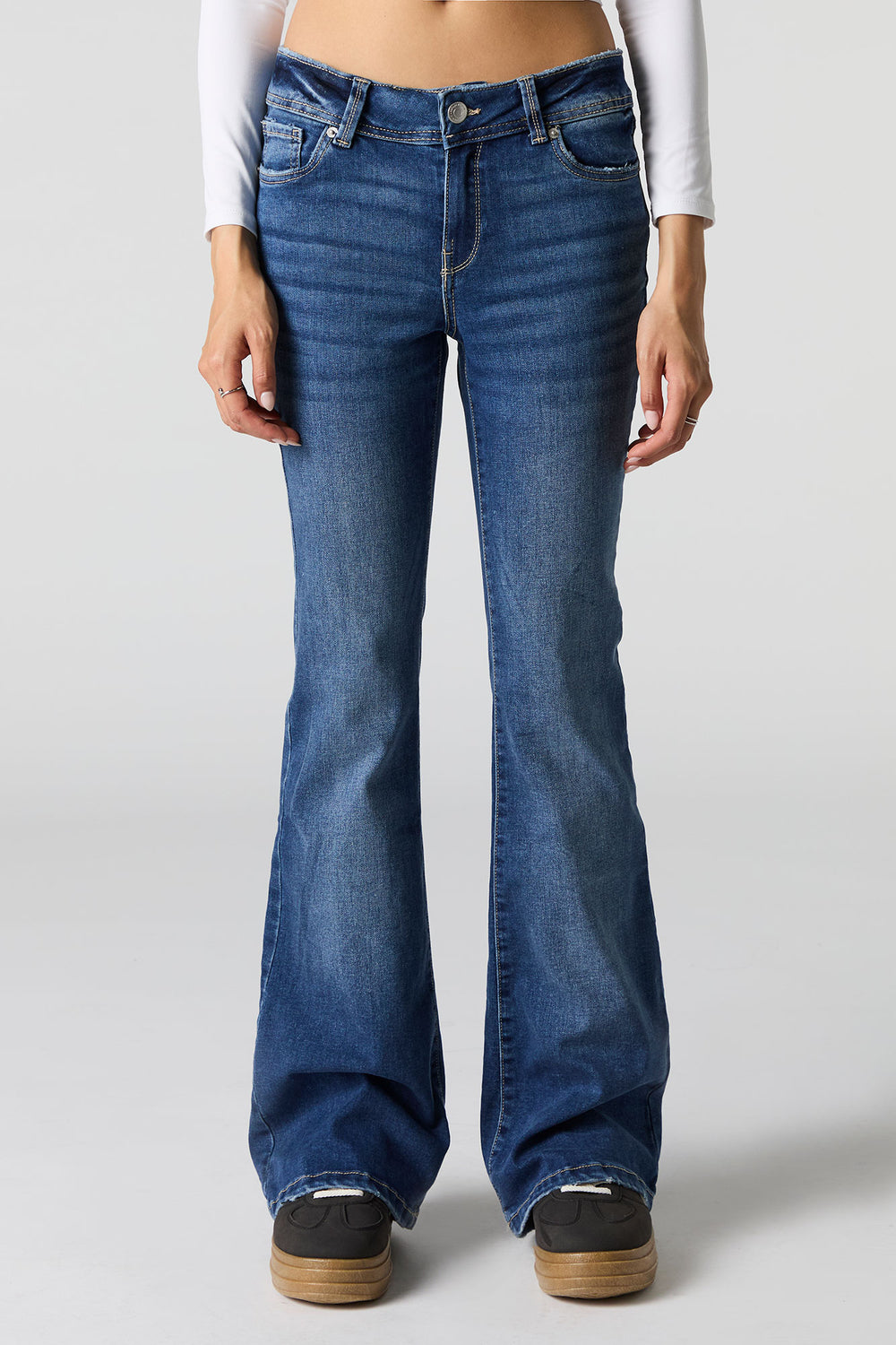 Dark Wash Low Rise Flare Jean Dark Wash Low Rise Flare Jean 2