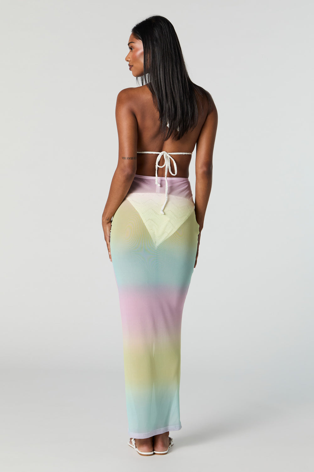 Rainbow Mesh High Rise Maxi Skirt Cover Up Rainbow Mesh High Rise Maxi Skirt Cover Up 3