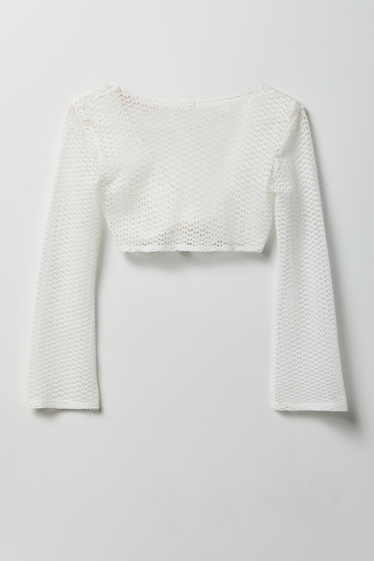 Alt View 3. Crochet Tie Front Top Cover-Up - Ivory