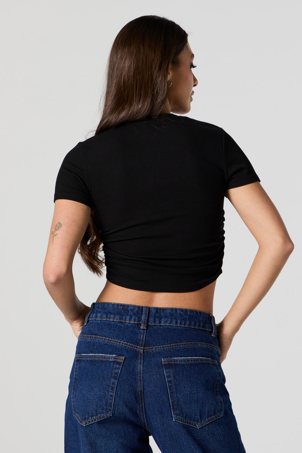 Ribbed Side Cinched Cropped T-Shirt Ribbed Side Cinched Cropped T-Shirt 3