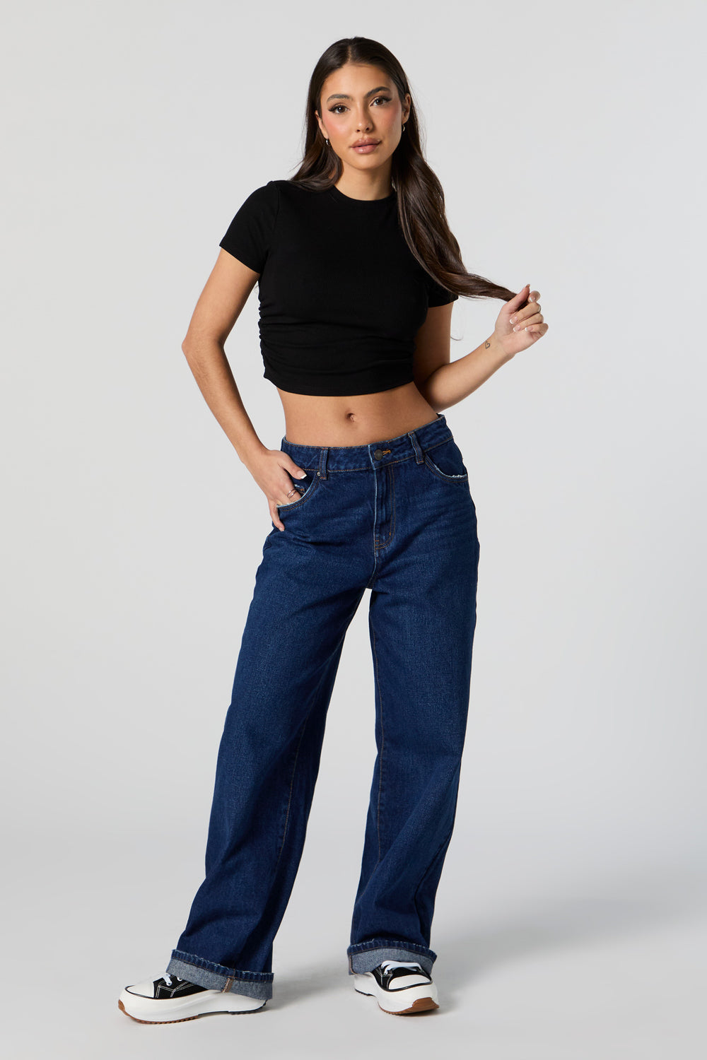 Ribbed Side Cinched Cropped T-Shirt Ribbed Side Cinched Cropped T-Shirt 4