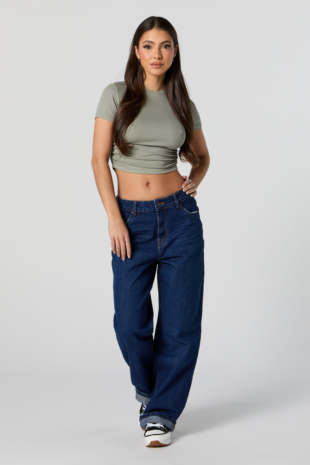Ribbed Side Cinched Cropped T-Shirt Ribbed Side Cinched Cropped T-Shirt 9