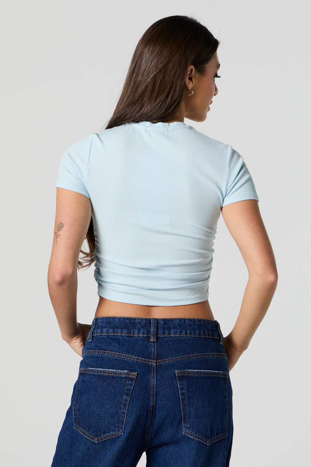 Ribbed Side Cinched Cropped T-Shirt Ribbed Side Cinched Cropped T-Shirt 12