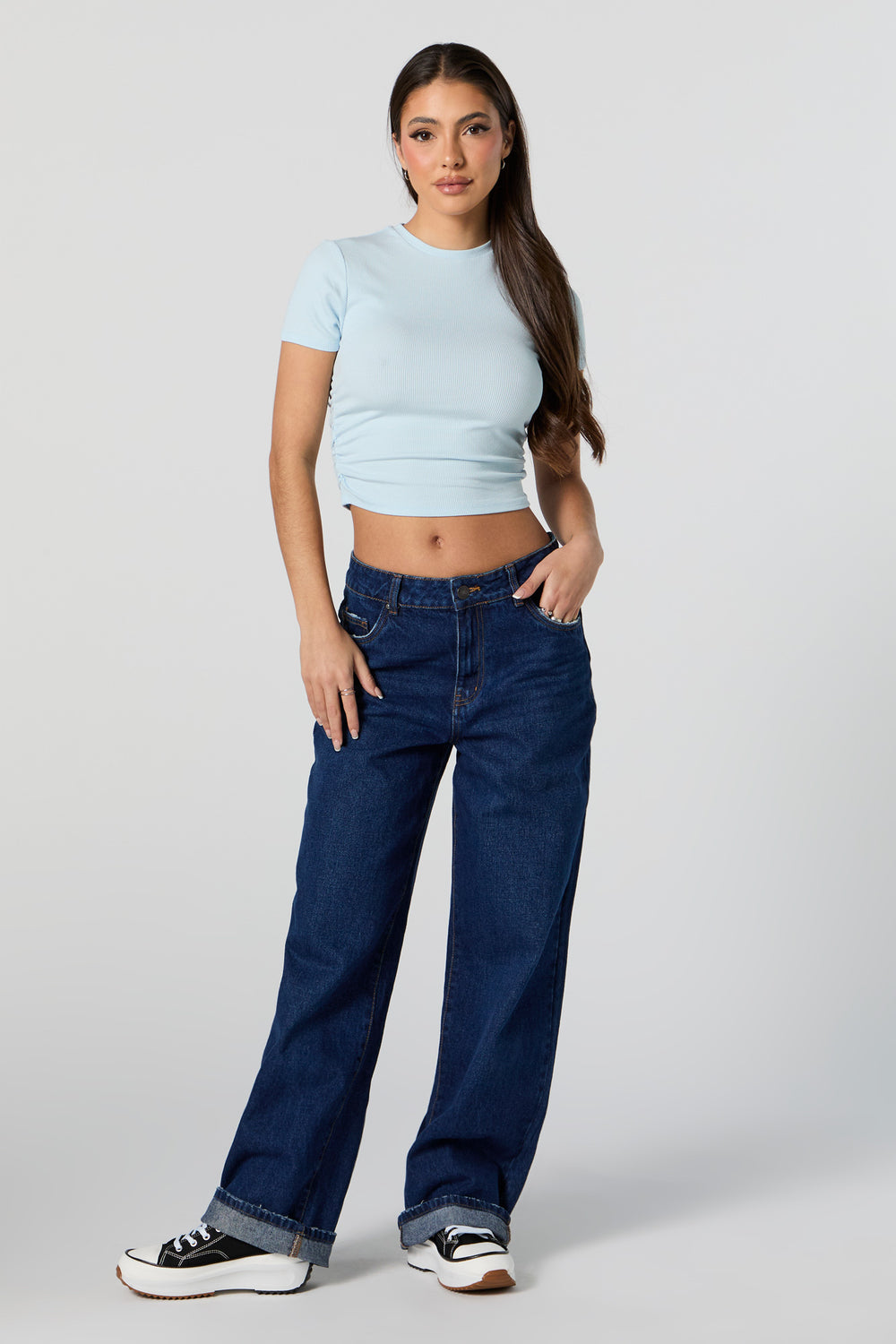 Ribbed Side Cinched Cropped T-Shirt Ribbed Side Cinched Cropped T-Shirt 13