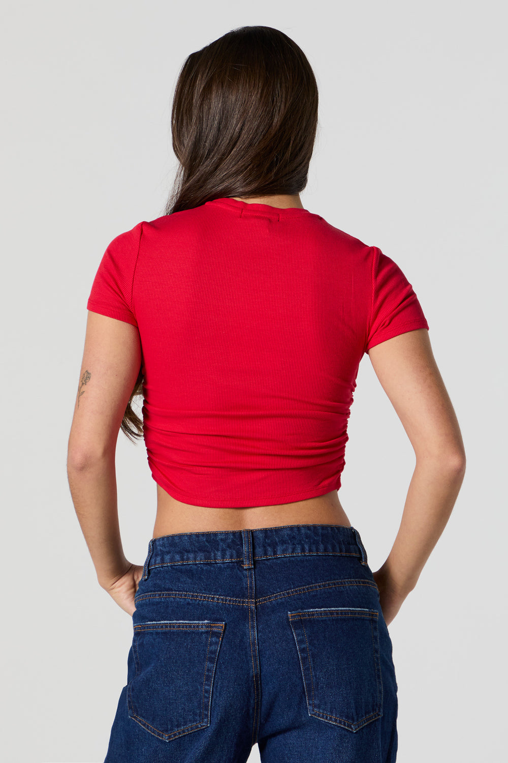 Ribbed Side Cinched Cropped T-Shirt Ribbed Side Cinched Cropped T-Shirt 15