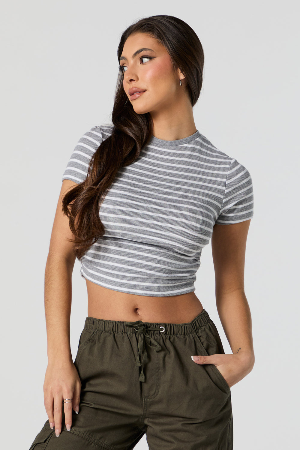 Ribbed Side Cinched Cropped T-Shirt Ribbed Side Cinched Cropped T-Shirt 17