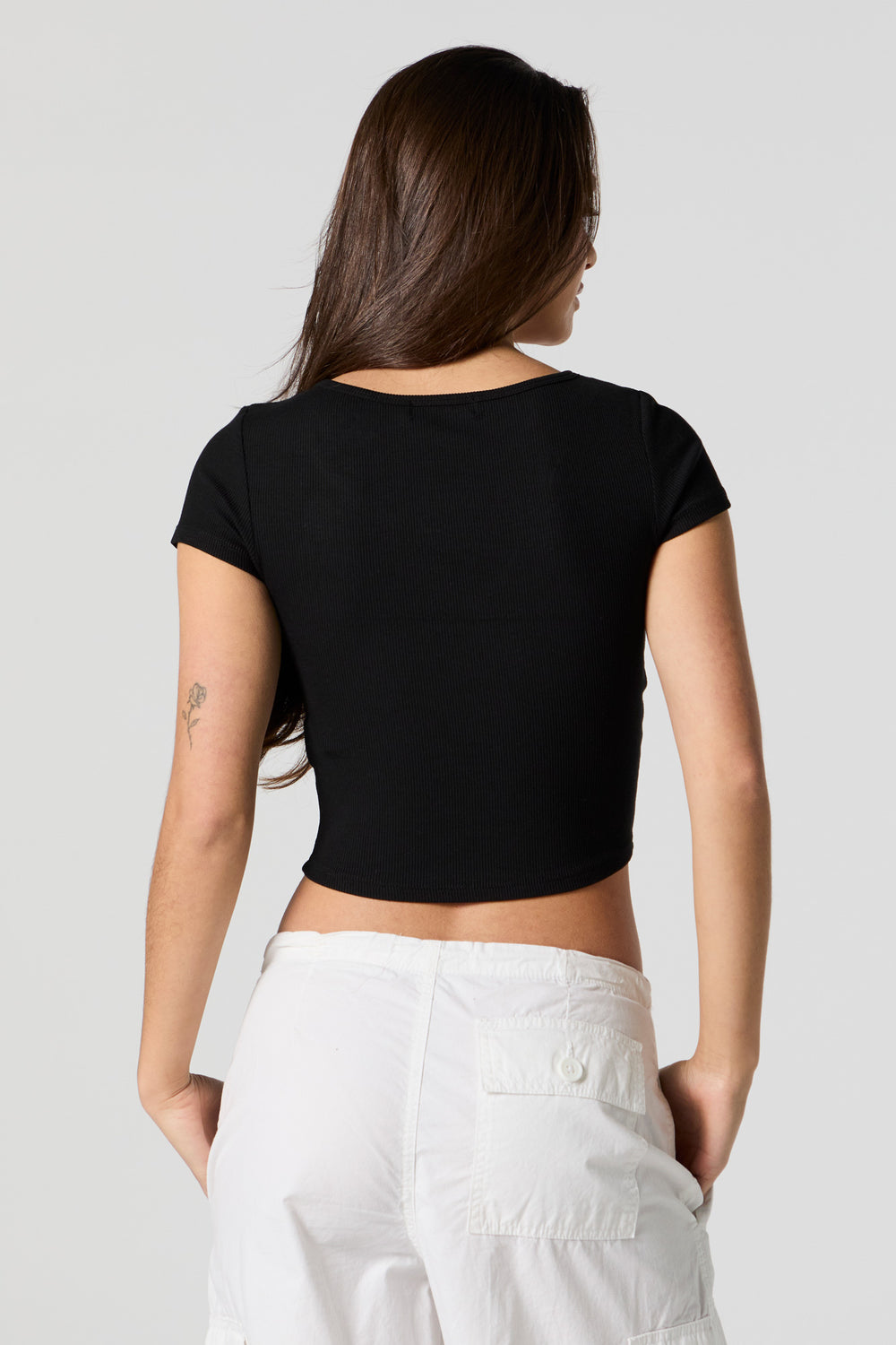 Ribbed Notched Cropped T-Shirt Ribbed Notched Cropped T-Shirt 3