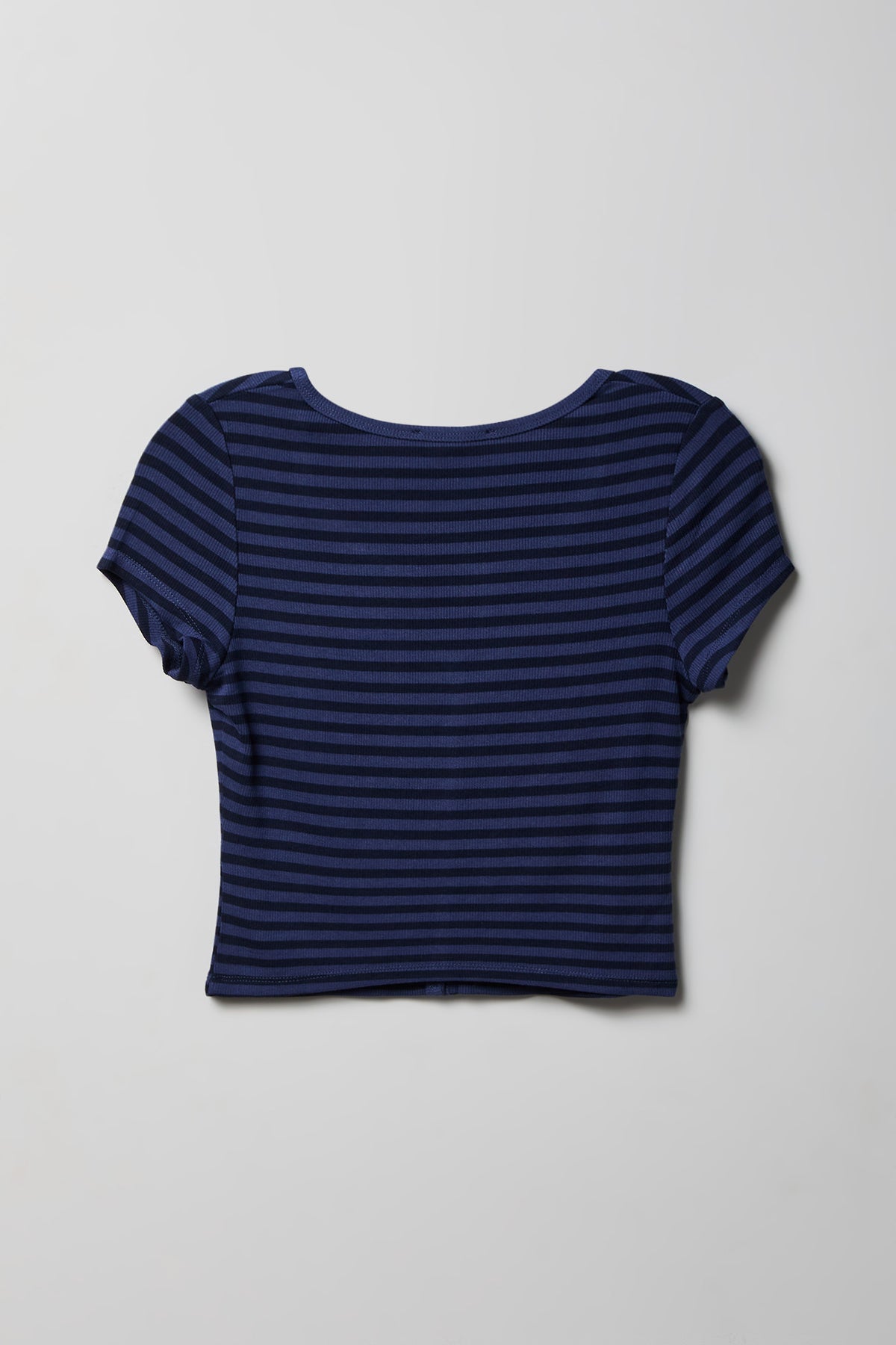 Alt View 5. Ribbed Scoop Neck Button-Up Top - Navy
