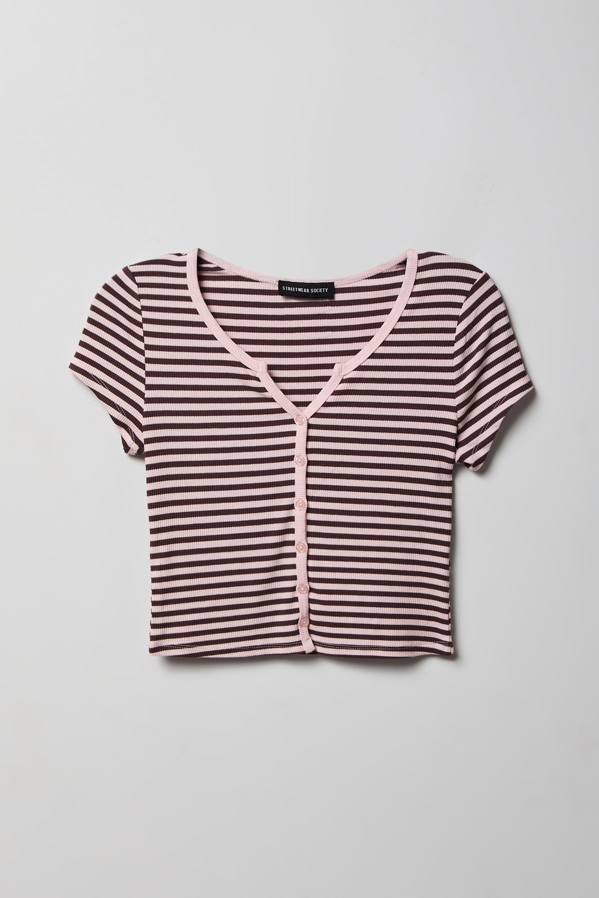Alt View 4. Ribbed Scoop Neck Button-Up Top - Coral