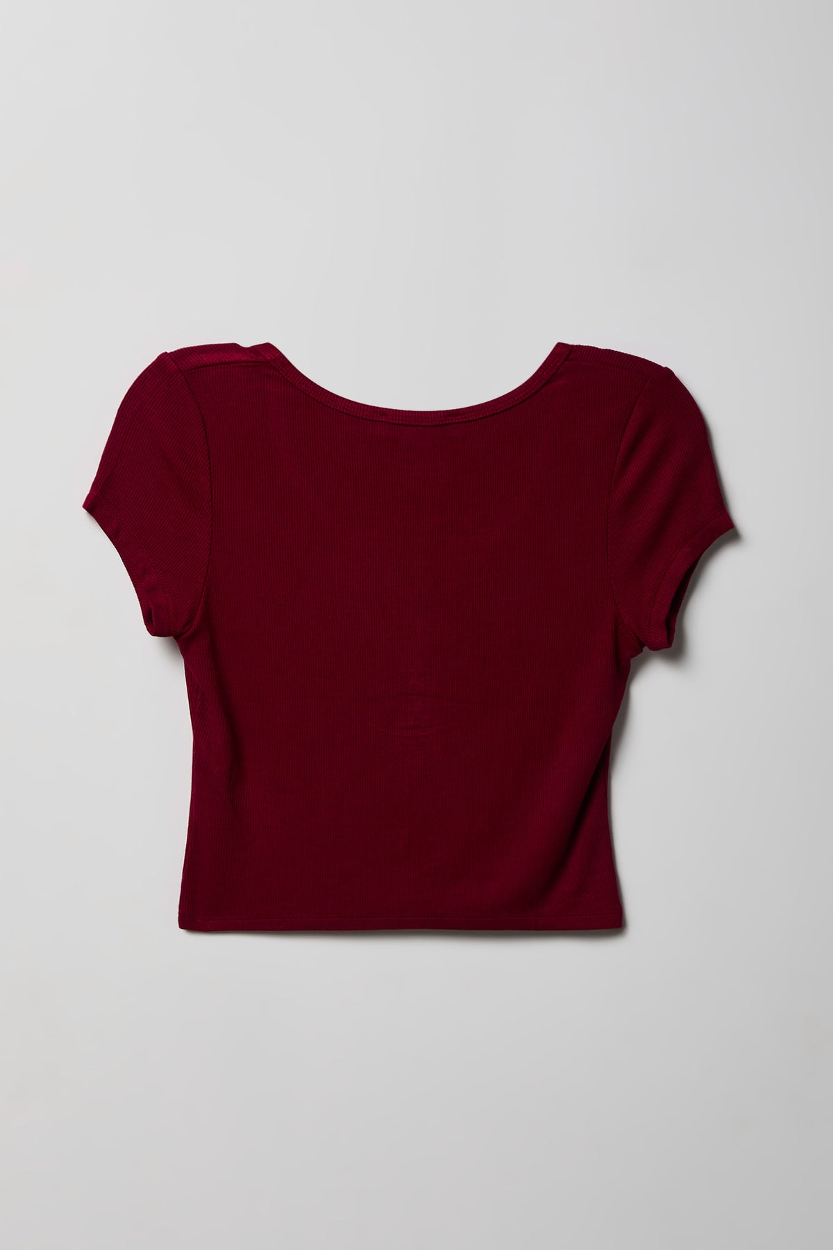 Alt View 5. Ribbed Scoop Neck Button-Up Top - Burgundy