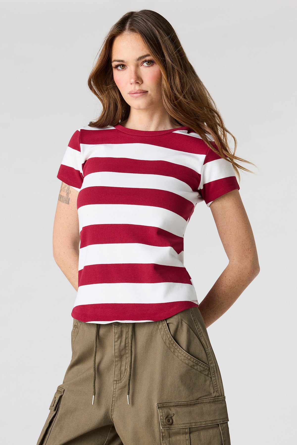 Striped T-Shirt - Dark Red