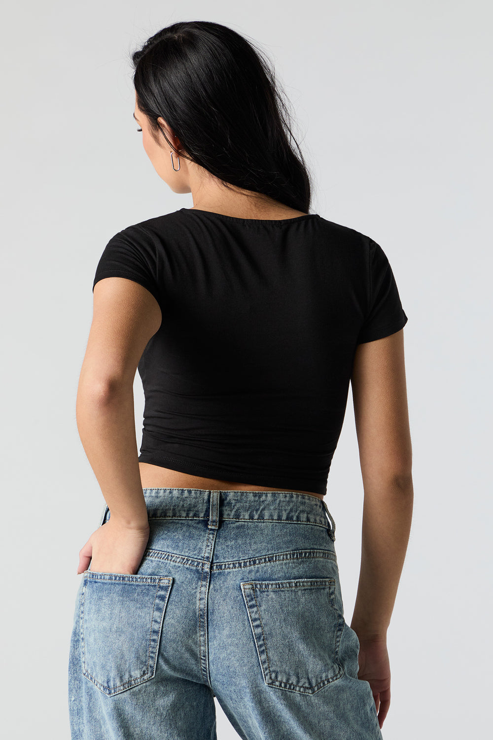 Double Layered Square Neck Cropped T-Shirt Double Layered Square Neck Cropped T-Shirt 6