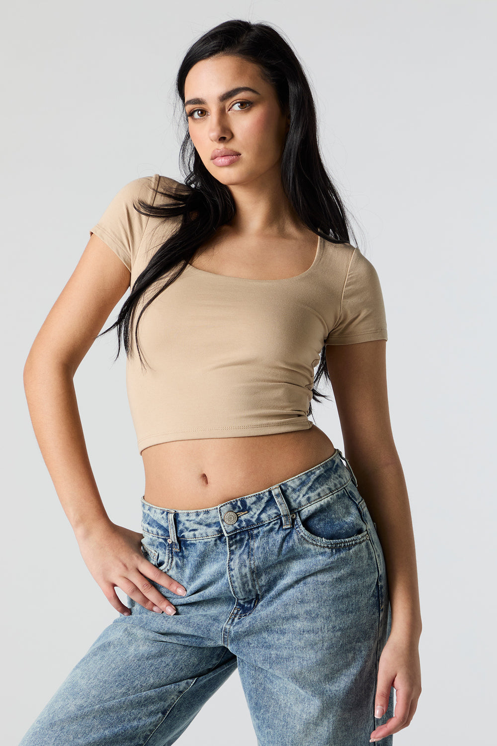 Double Layered Square Neck Cropped T-Shirt Double Layered Square Neck Cropped T-Shirt 14