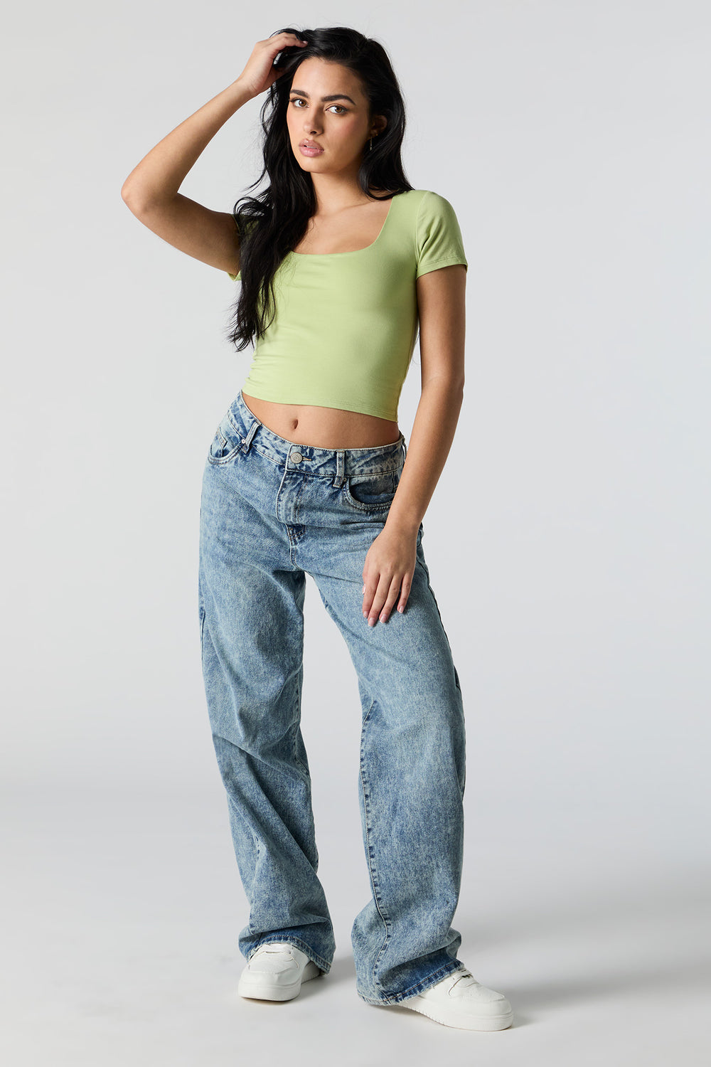 Double Layered Square Neck Cropped T-Shirt Double Layered Square Neck Cropped T-Shirt 19