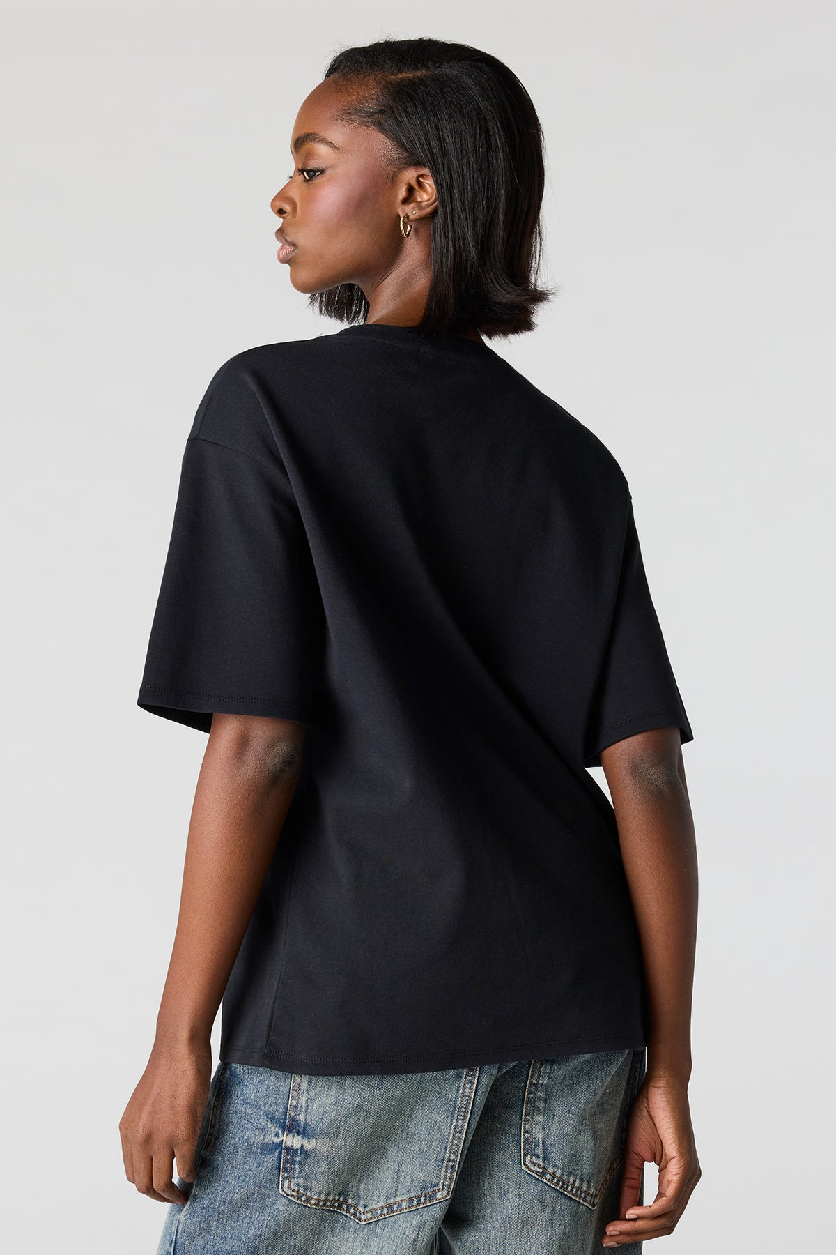Alt View 2. Luxe Heavy Cotton Oversized Boxy T-Shirt - Black