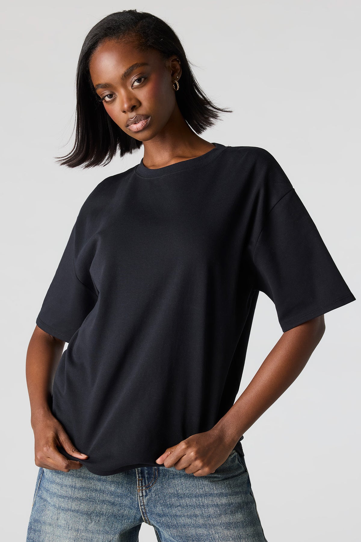 Luxe Heavy Cotton Oversized Boxy T-Shirt - Black