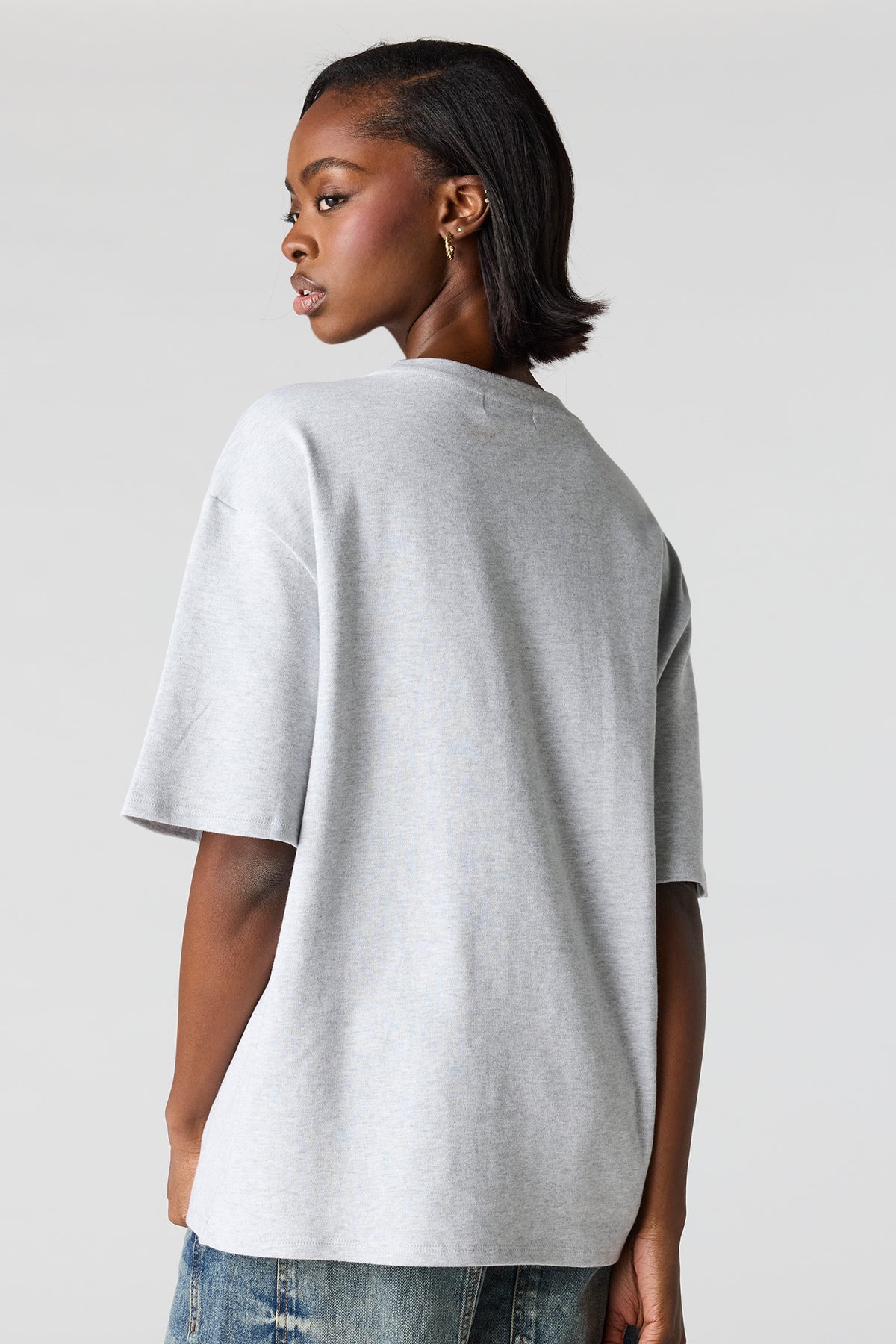 Alt View 2. Luxe Heavy Cotton Oversized Boxy T-Shirt - Heather Grey