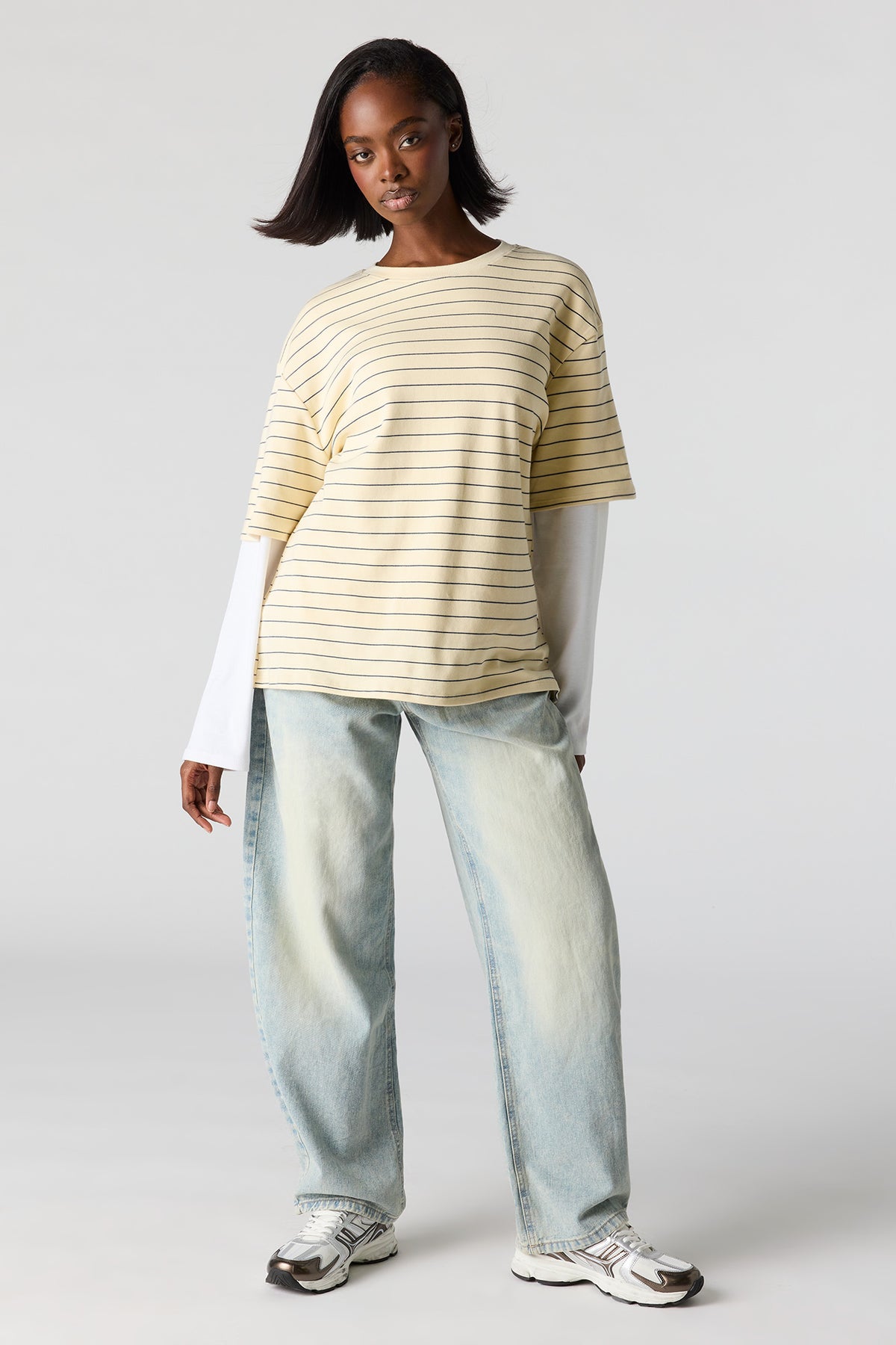 Alt View 3. Luxe Heavy Cotton Oversized Boxy T-Shirt - Pale Yellow