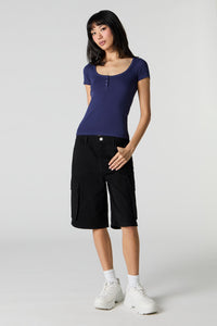 Ribbed Henley T-Shirt