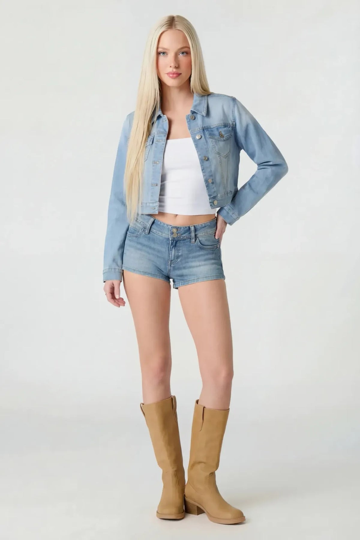 Alt View 2. Classic Denim Jacket - Light Denim Blue