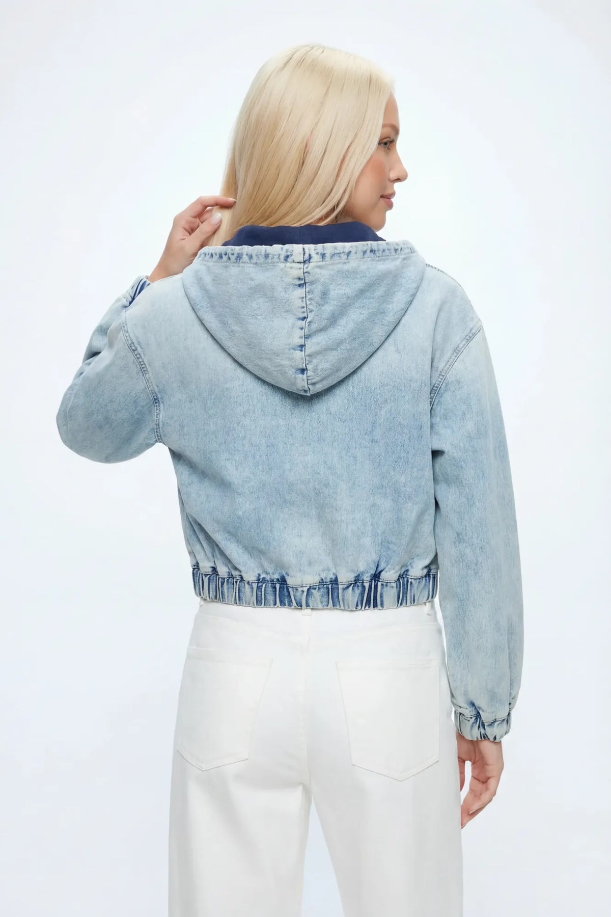 Alt View 2. Denim Hooded Jacket - Light Denim Blue