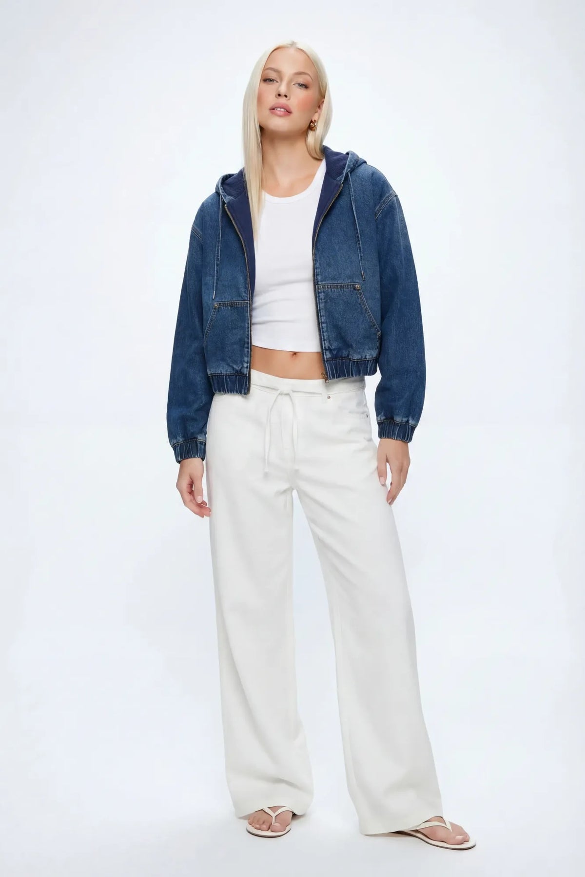 Alt View 3. Denim Hooded Jacket - Denim Blue