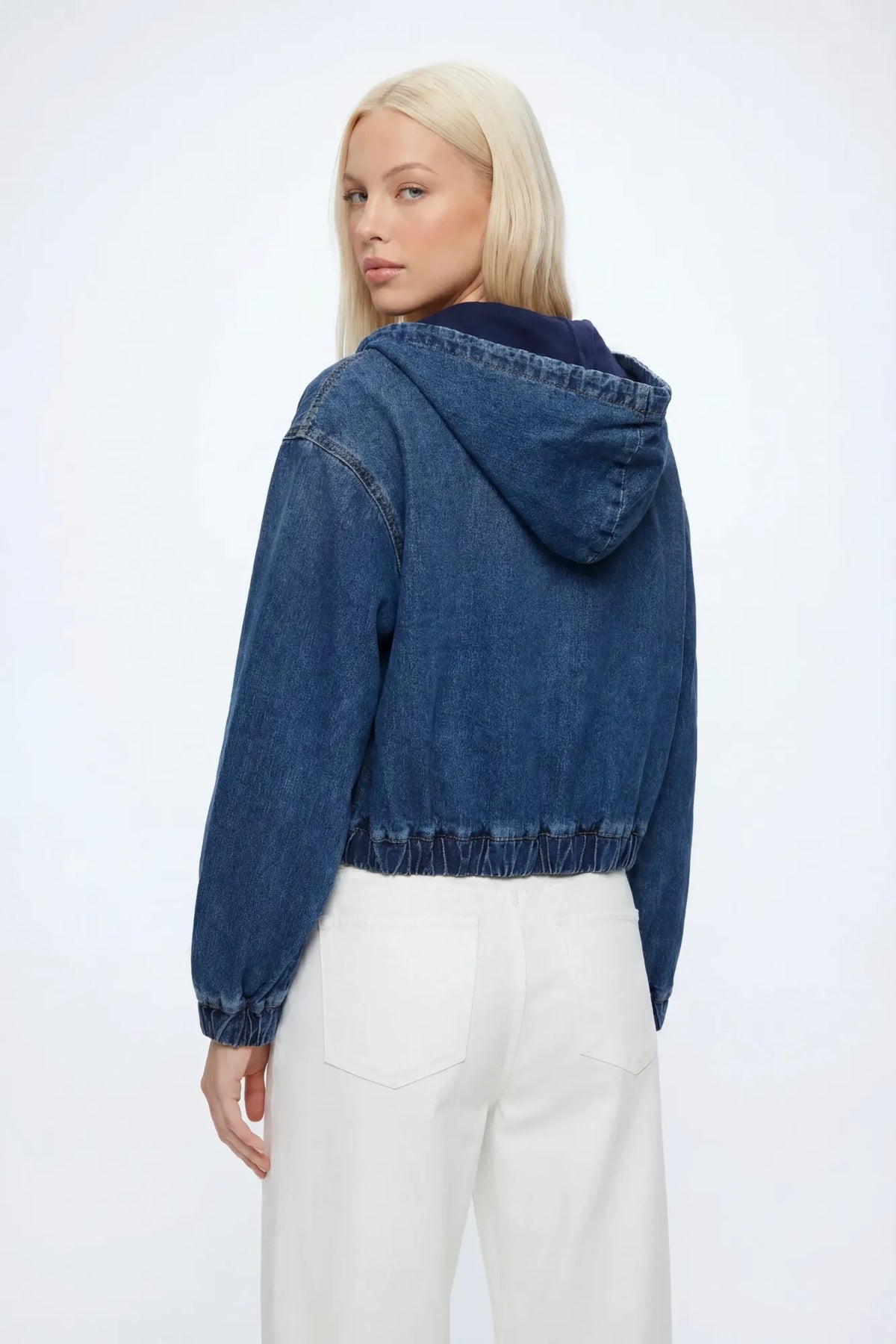 Alt View 2. Denim Hooded Jacket - Denim Blue