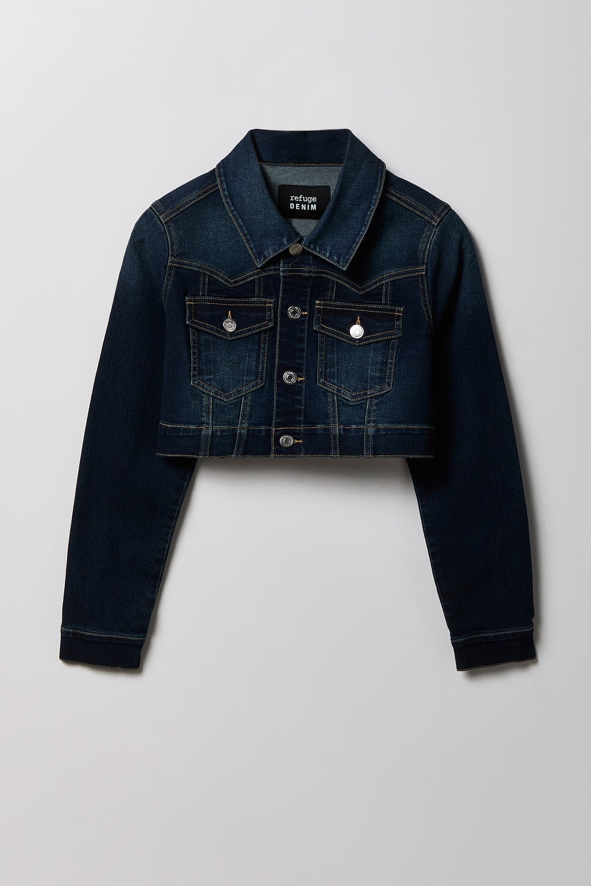Alt View 4. Classic Cropped Denim Jacket - Denim Blue