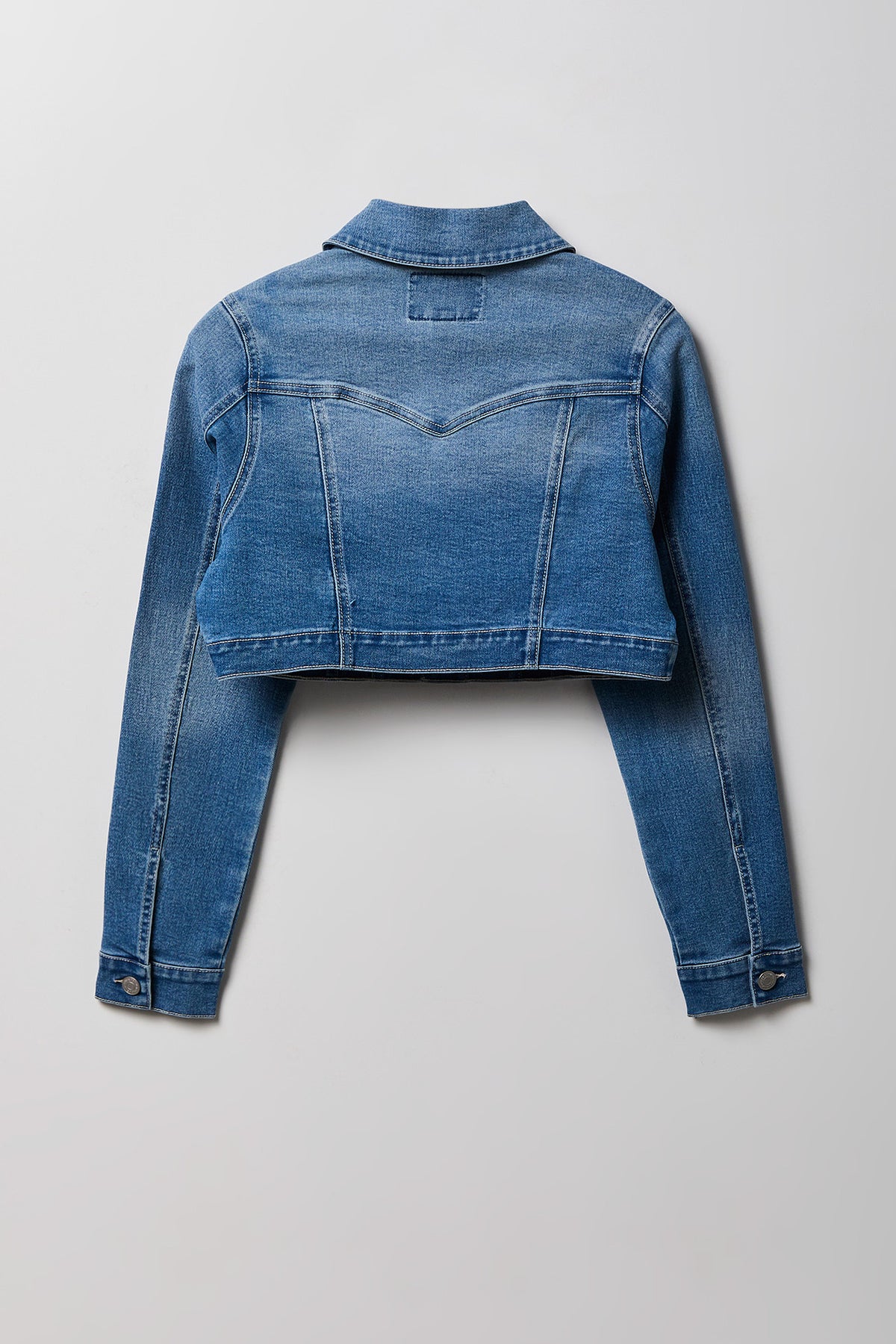 Alt View 5. Classic Cropped Denim Jacket - Medium Blue