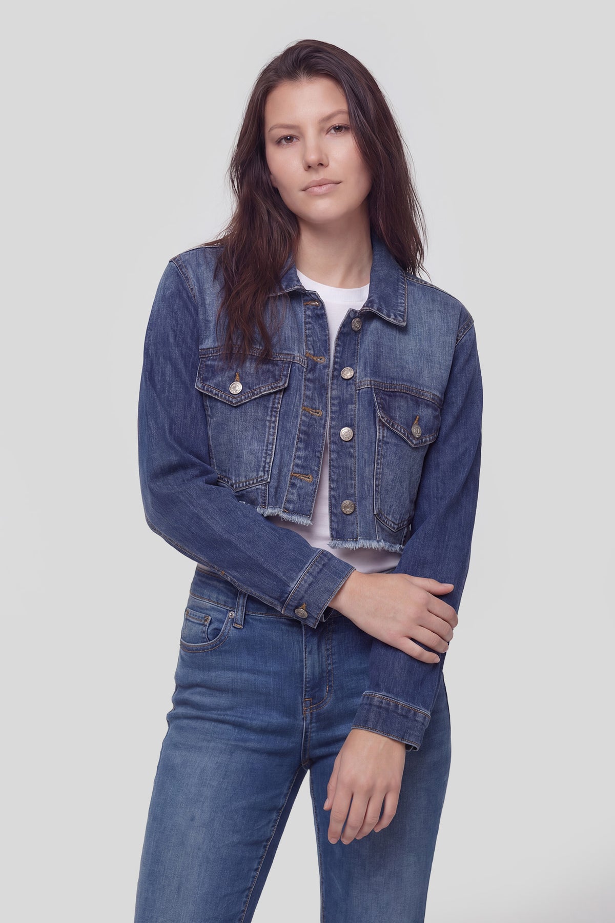 Cropped Denim Jacket - Midnight Blue