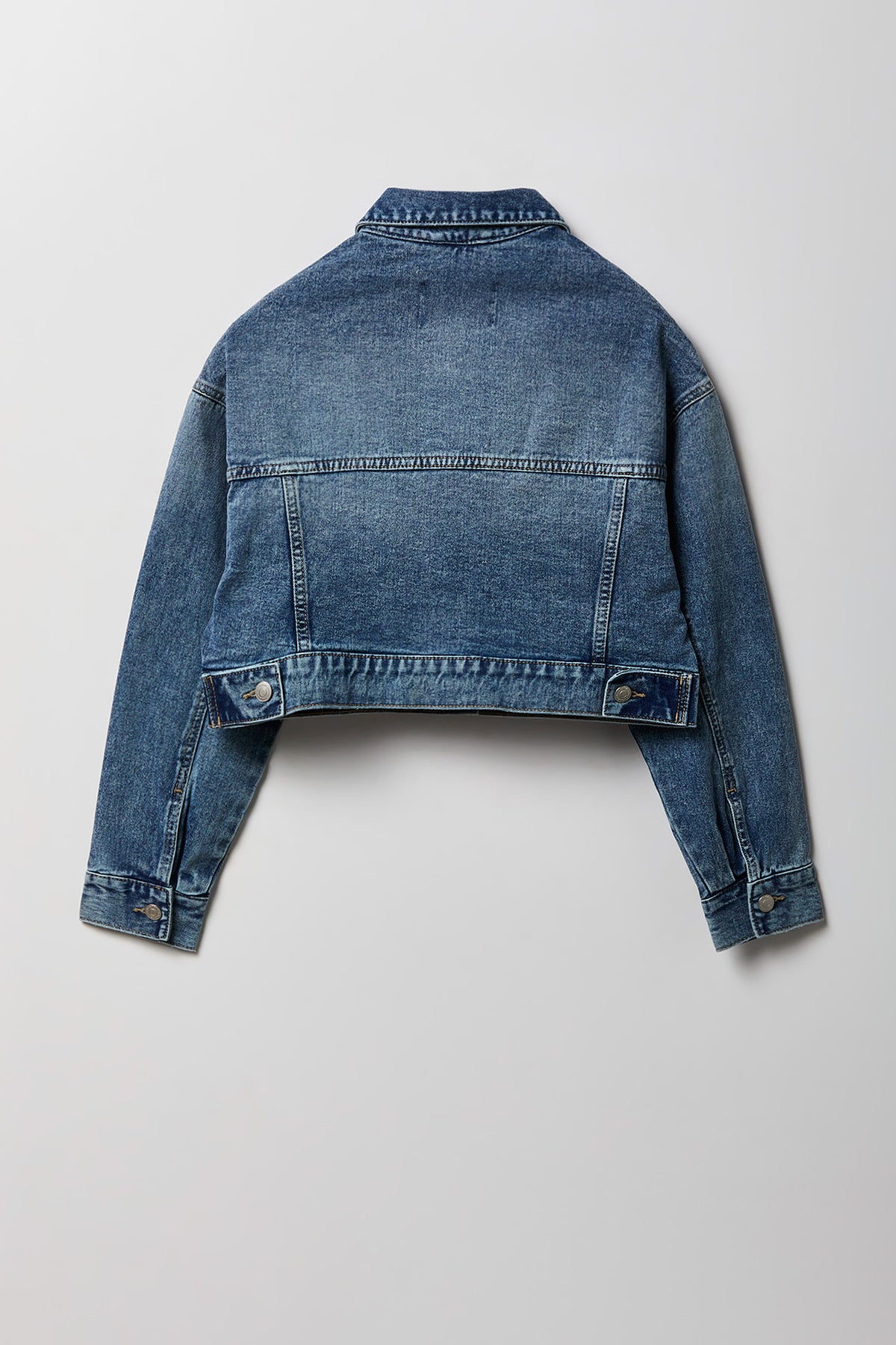 Alt View 5. Ripped Cropped Denim Jacket - Pacific Blue