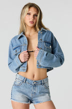 Studded Cropped Denim Jacket