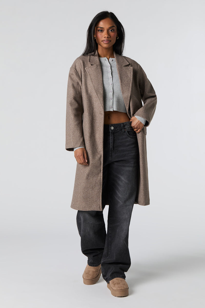 Single Button Collared Midi Coat